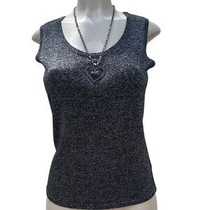 Fabrizio Gianni Designer Tank Top Women's Medium Black Gray Heather Sparkly